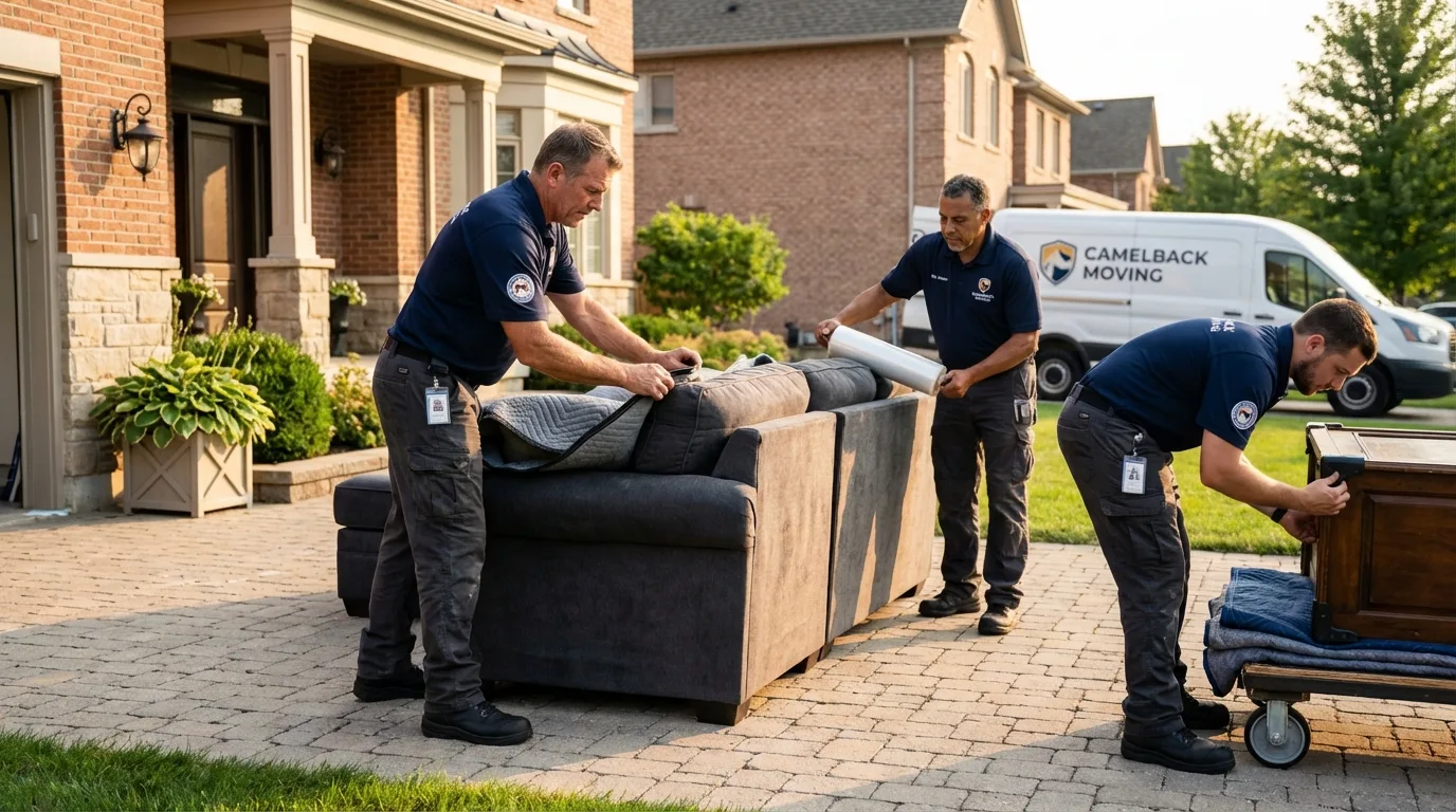 Large estate moving crew wrapping furniture in Port Republic, NJ
