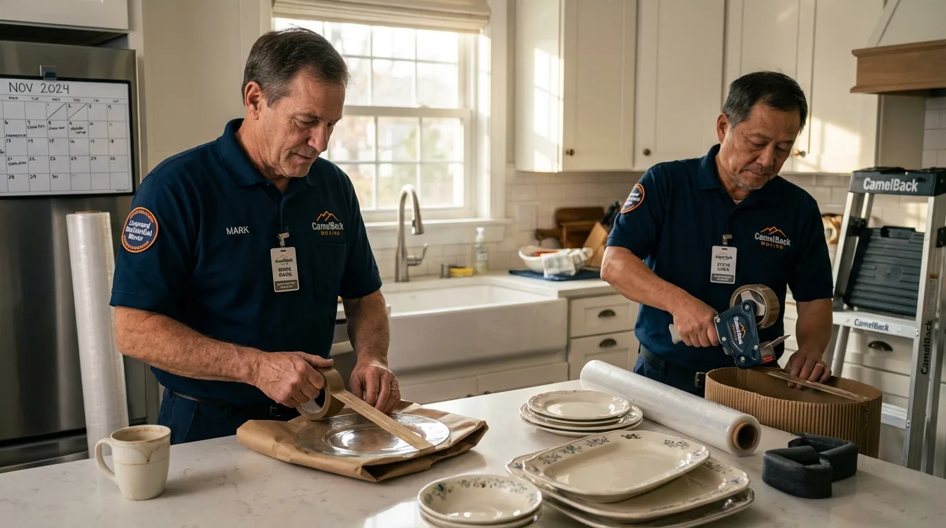 Professional crew packing kitchen dishware in Port Republic, NJ